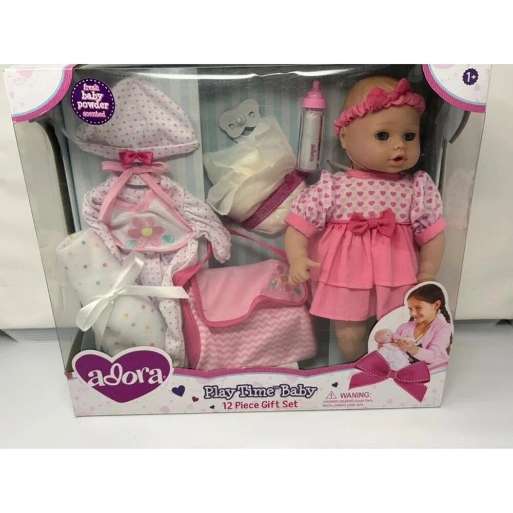 Adore play time baby 12 piece gift set doll bottle and more new open box